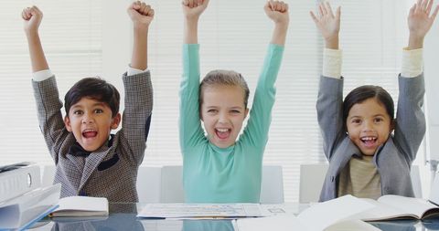 Kids Celebrating Success in Modern Office Environment - Download Free Stock Images Pikwizard.com