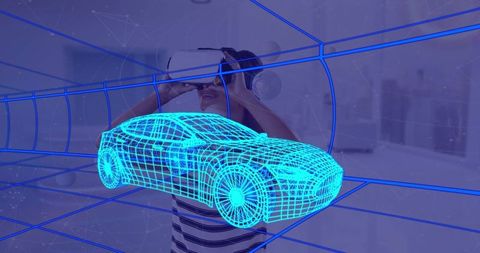 Woman experiencing virtual reality car design