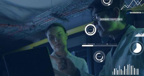 IT Engineers Diagnosing Network with Augmented HUD Overlays in Data Center