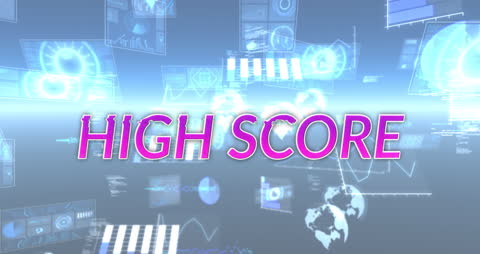 Digitally Generated High Score Text with Futuristic Interface