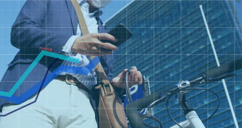 Businessman Analyzing Financial Data on Mobile in Urban Setting