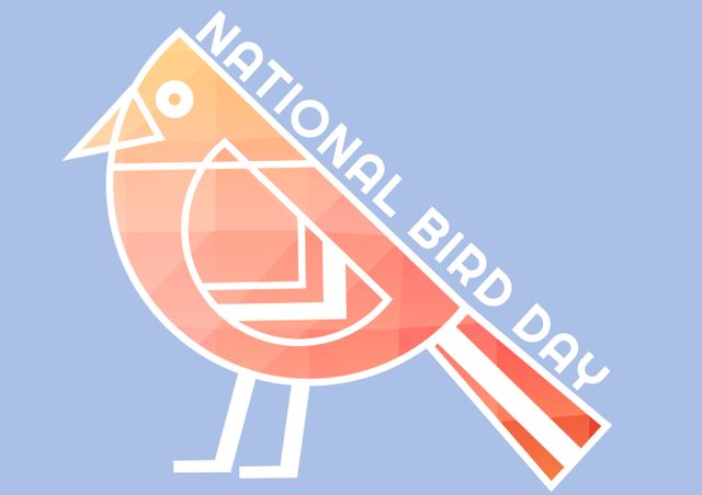 Digital composite image of national bird day text on songbird over blue background with copy space. awareness and symbol.