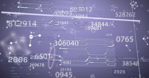 Digital Data Flow Over Purple Background with Abstract Connections - Download Free Stock Images Pikwizard.com