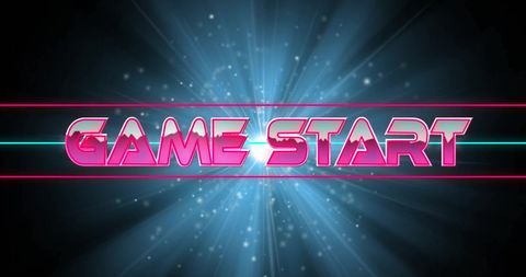 Retro Neon Game Start Screen with Vibrant Glow - Download Free Stock Images Pikwizard.com