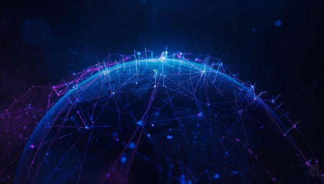 Digital Globe with Glowing Data Network in Abstract Futuristic Style