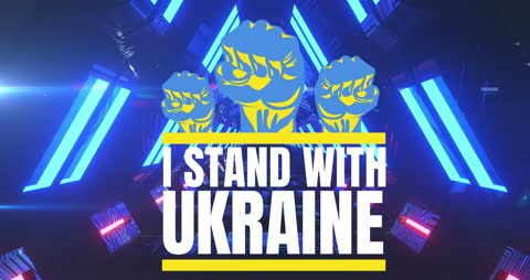 I Stand With Ukraine Banner with Blue Light Tunnel