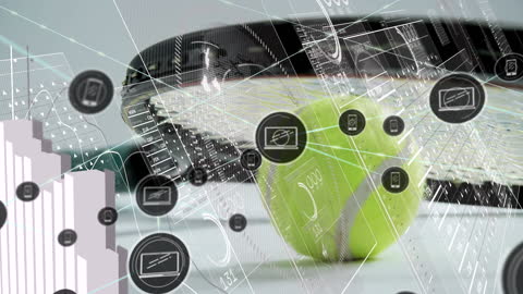 Interconnected Tennis World with Networking Icons