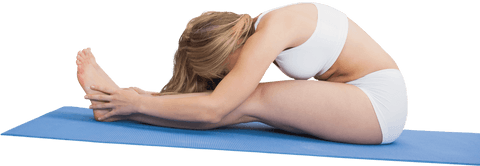 Transparent silhouette of woman practicing yoga paschimottanasana