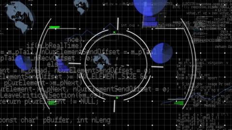 Futuristic Data Interface with Scope Scanning Overlay