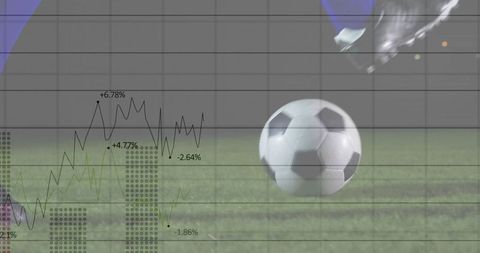 Soccer Player Striking Ball with Financial Data Overlay