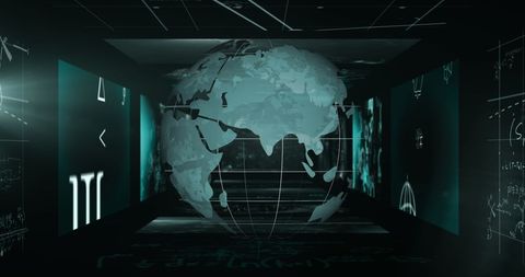 Digital Globe Over Mathematical Equations in Futuristic Setting - Download Free Stock Images Pikwizard.com