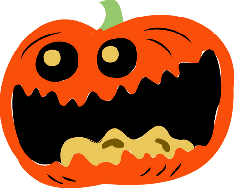Spooky cartoon pumpkin with transparent background, ready for halloween