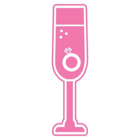 Pink Outline of Champagne Flute with Ring on Transparent Background - Download Free Stock Videos Pikwizard.com