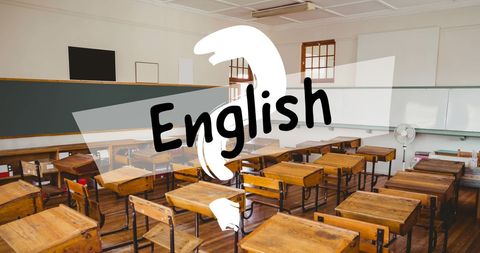 Empty Classroom With English Language Theme Overlay - Download Free Stock Images Pikwizard.com