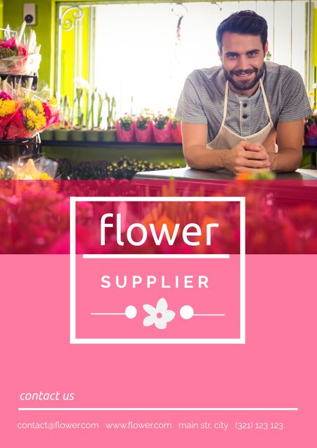 Florist Smiling in Vibrant Shop with Fresh Flowers - Download Free Stock Templates Pikwizard.com