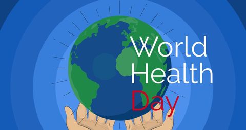 World Health Day Concept with Globe on Blue Background - Download Free Stock Images Pikwizard.com