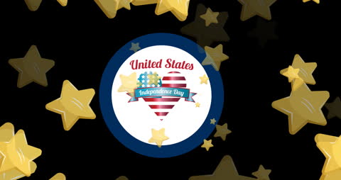 Festive Independence Day Stars with Patriotic Heart Design