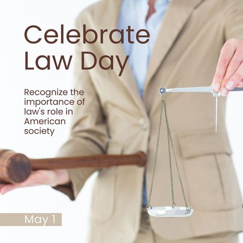 celebrating law day with female lawyer holding gavel and scales - Download Free Stock Templates Pikwizard.com