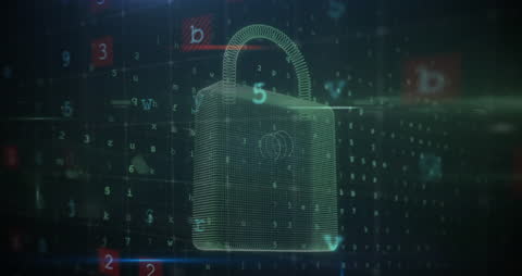 Digital Padlock Over Dark Data Interface Symbolizing Cybersecurity