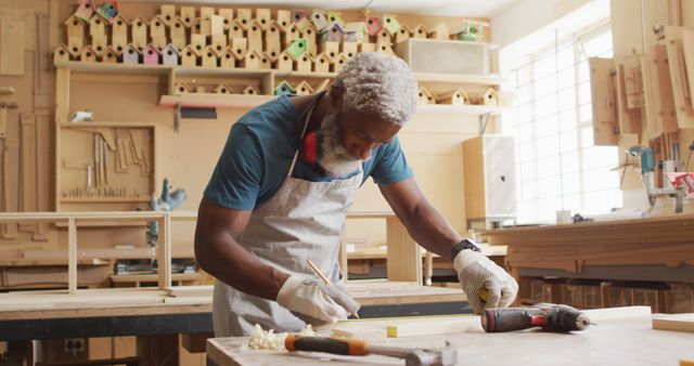 Experienced Carpenter Crafting Woodwork in Workshop - Download Free Stock Images Pikwizard.com