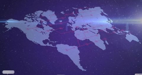 Futuristic World Map with Digital Connectivity in Purple