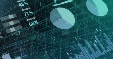 Abstract Financial Data Processing Over Grid with Charts - Download Free Stock Images Pikwizard.com