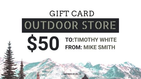 Scenic Outdoor Adventure Gift Card Design with Mountain Motif - Download Free Stock Templates Pikwizard.com