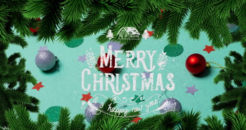 Festive Christmas Greeting Card with Baubles and Text Banner
