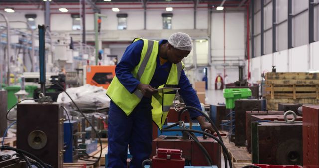 Factory Worker Checking Industrial Equipment for Quality Control - Download Free Stock Images Pikwizard.com