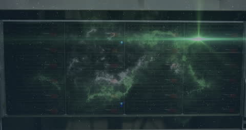 Digital Cosmos Over Modern Server Room