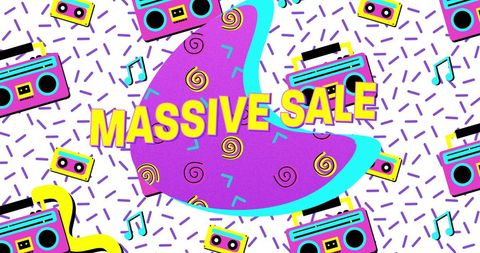 Retro eighties inspired massive sale advertisement graphic