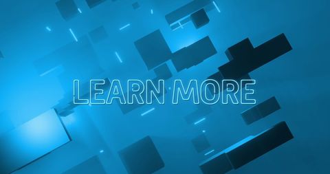 Learn More Text on Futuristic Blue Background