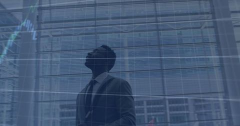 Visionary Businessman Walking Through Digital Data Interface