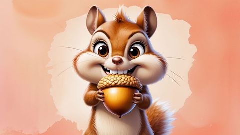 Adorable cartoon chipmunk holding acorn illustration