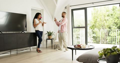 Joyful Proposal at Home, Romantic Engagement Moment