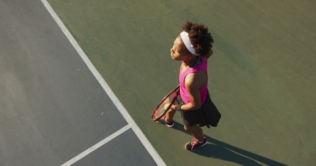 Young Female Tennis Player on Court in Summer Outfit - Download Free Stock Images Pikwizard.com