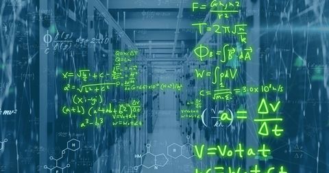 Complex Mathematical Equations Superimposed on Data Servers in Data Center - Download Free Stock Images Pikwizard.com