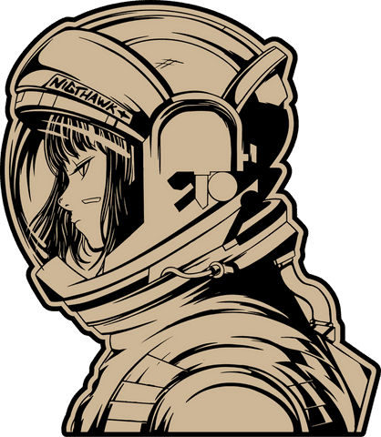 Stylized Astronaut Illustration with Helmet on Transparent Background