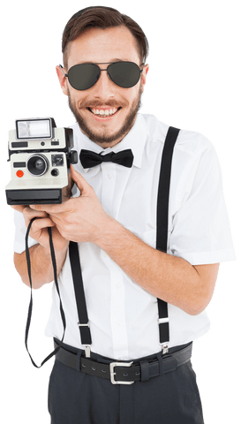 Trendy Hipster with Transparent Vintage Camera Passion - Download Free Stock Videos Pikwizard.com