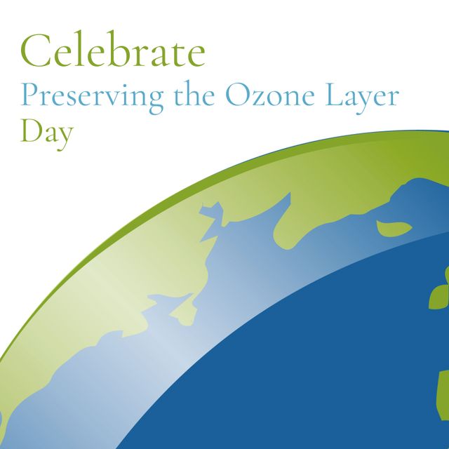 Graphic promoting Preserving the Ozone Layer Day, featuring a stylized Earth illustration and ample copy space. Suitable for campaigns and posters raising awareness about environmental sustainability and protecting the ozone layer. Great for educational materials, social media posts, and environmental organizations.