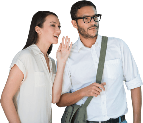 woman whispering secret to male friend, transparent background - Download Free Stock Videos Pikwizard.com