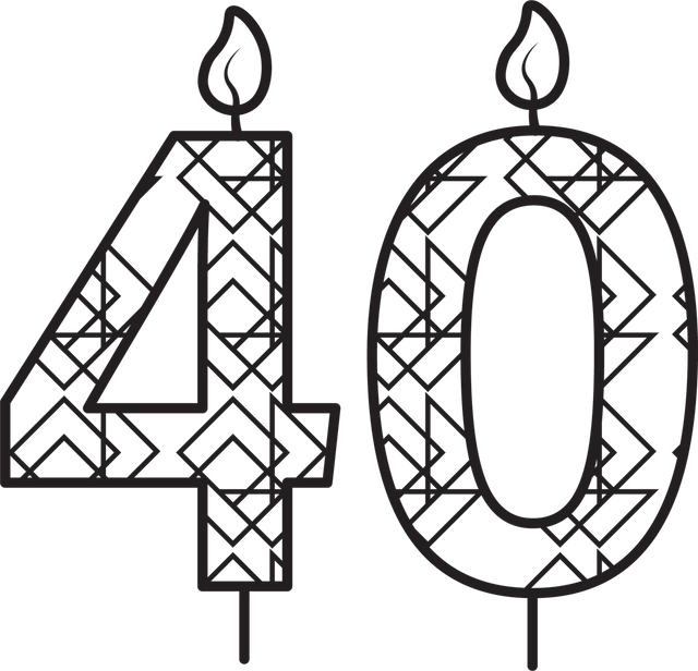 Black 40 Birthday Candle Illustration on Transparent Background with Pattern - Download Free Stock Videos Pikwizard.com