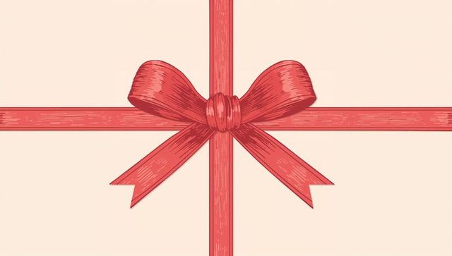 Scarlet crossed ribbon bow on cream canvas for gift packaging and holiday design