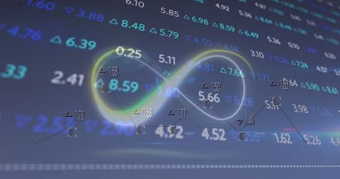 Abstract Infinity Symbol Against Financial Data Background