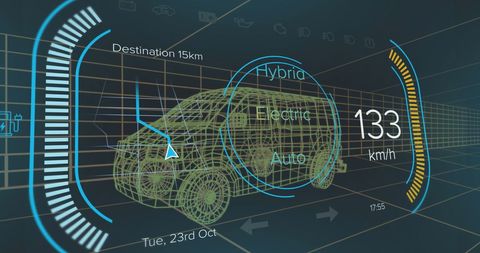 Virtual interface display with electric vehicle gps navigation