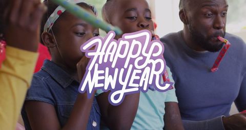 Happy New Year Celebration with African American Family
