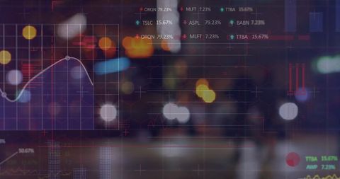 stock market data overlay on urban night scene - Download Free Stock Images Pikwizard.com