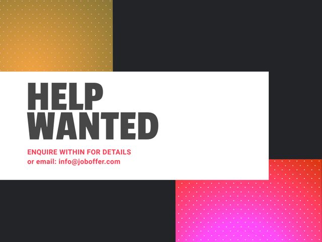 Help Wanted Advertisement with Modern Design - Download Free Stock Templates Pikwizard.com