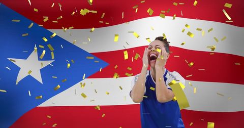 Joyful Soccer Player Celebrating over Puerto Rican Flag - Download Free Stock Images Pikwizard.com