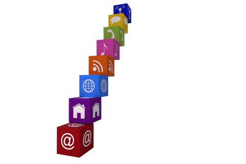 colorful cubes with media icons on transparent background - Download Free Stock Videos Pikwizard.com